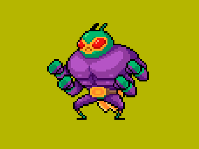 Fly Wrestler Attack illustration design quest character video game game lucha libre luchador pixel pixel art battle fight fighter wrestler fly bug insect