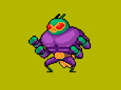 Fly Wrestler Attack battle bug character design fight fighter fly game illustration insect lucha libre luchador pixel pixel art quest video game wrestler
