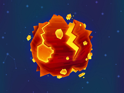 Molten Planet cartoon design fire galaxy game art game design hot illustration level design magma moon space vector vector illustration
