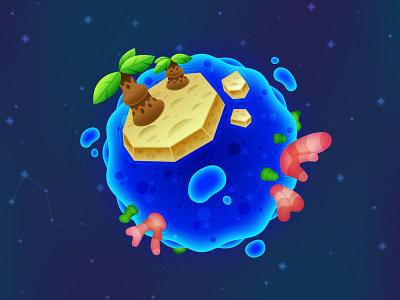 Ocean Planet aqua galaxy game game design illustration moon ocean planet space vector water