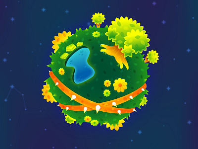 Jungle Planet flora galaxy game game art game design green plants space star stellar thorns trees universe vector vines