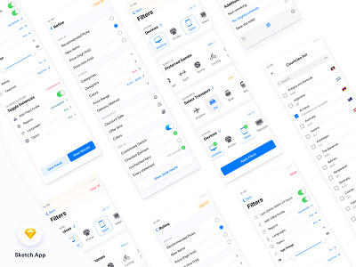 Mobile Filters UI Kit admin dashboard admin panel admin theme android app booking branding crm dashboad ecommence flat icon illustration minimal mobile type typography ui ux vector