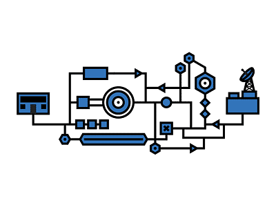 Complex Systems Integration flat geometric illustration infographic minimal motion graphics nurnies