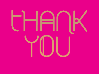 Wedding Thank You gold hand lettering neon pink