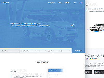 PRKN - Web Design #1 booking car design interface layout parking ui ux web website