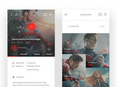 Marvel Movies - Mobile App Design #1 android app disney film interface marvel movie movies ui