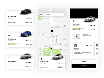 Car Sharing - Mobile App Design app car car sharing carsharing design interface layout london principle principle app prototype prototyping tesla ui
