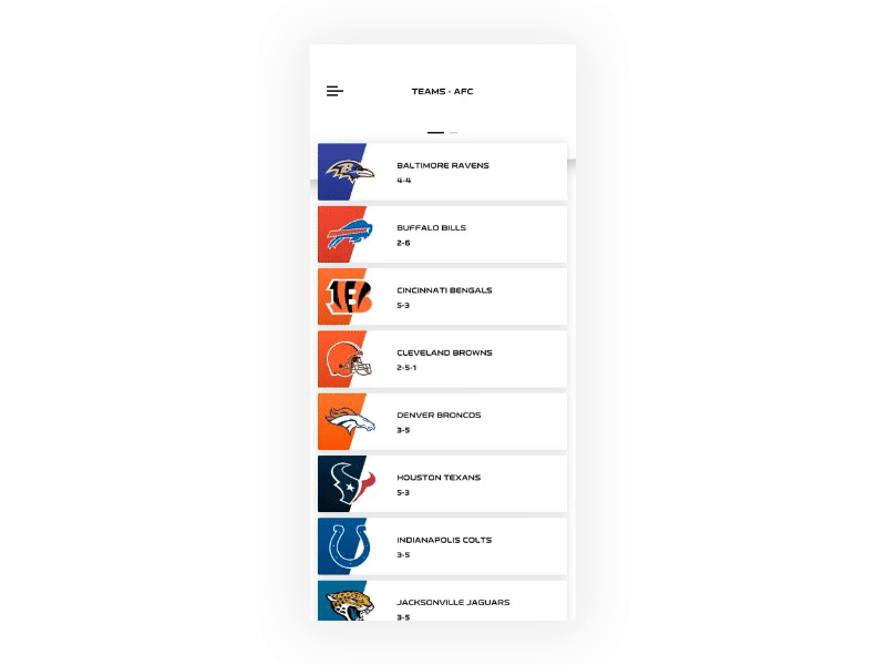 NFL - Mobile App Design - Principle