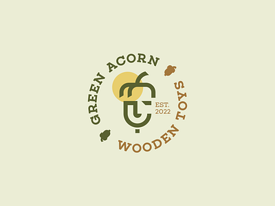 Green Acorn branding flat graphic design illustration logo smiling face vector wooden toys