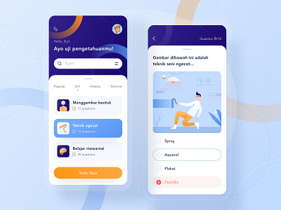 Ngetest - Quiz Base Mobile App UI Design 🎖 animation app art clean dashboad design illustration landing page learning mobile app modern quiz school science space typography ui ux vector website