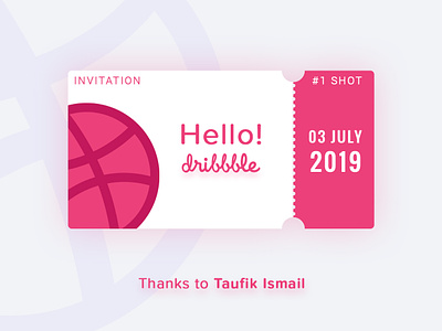 Hello Dribbble! clean design dribbble flat invitation modern ticket