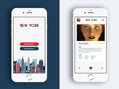 City Buddy - New York app card design mobile pattern sketch social travel ui ux
