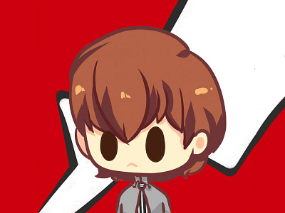 Akechi chibi gaming illustration persona5 red