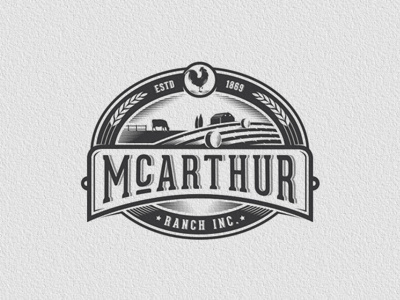 McArthur Ranch agriculture emblem farm logo mcarthur ranch retro vintage