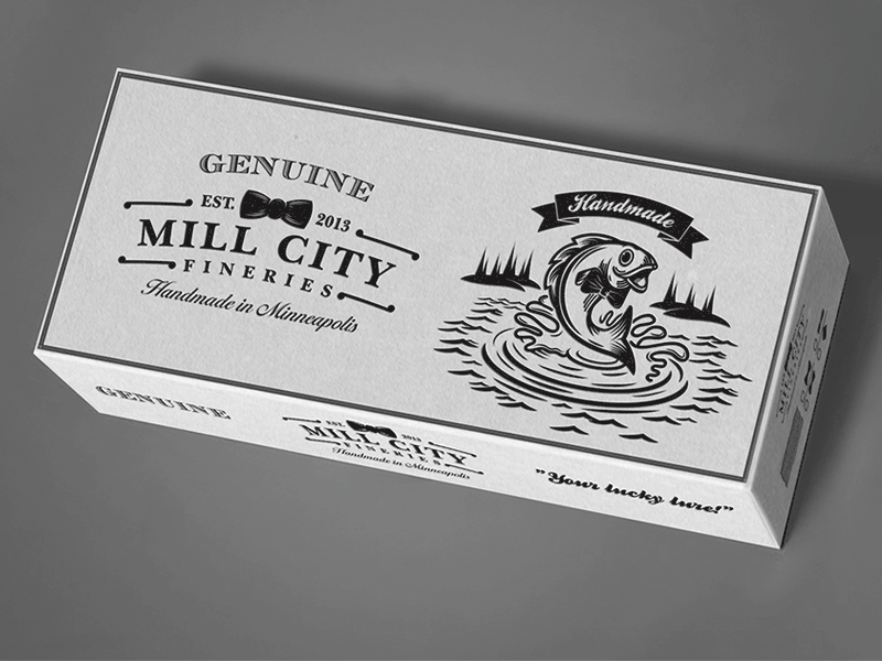 Mill City Fineries Box bowtie box craft fish genuine handmade lake lure retro tie vintage
