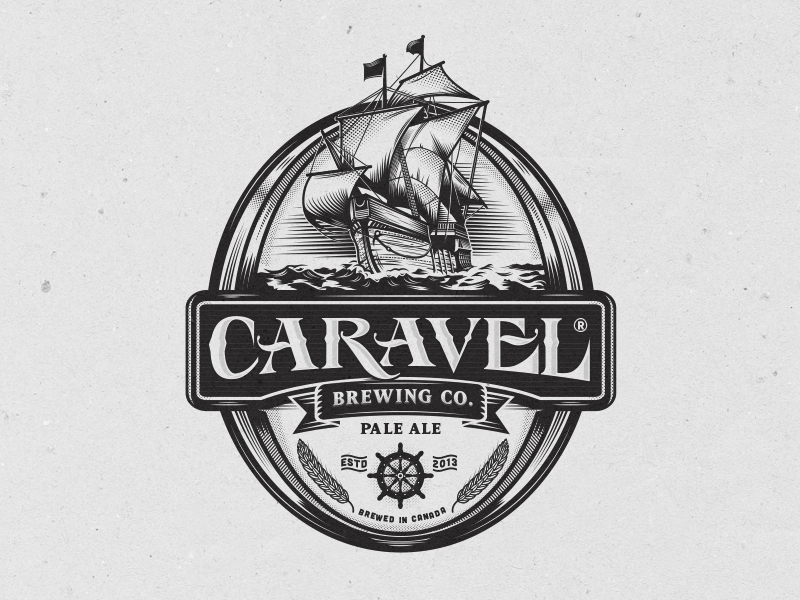 Caravel Brewing Company beer biere boat brewing caravel logo milovanovic retro sail sails ship vintage