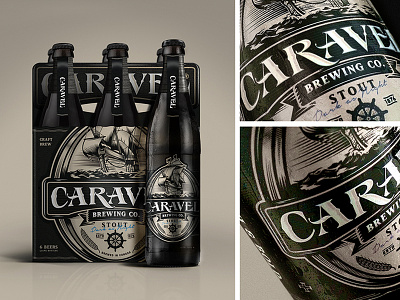 Caravel Brewing Co [Concept] ale beer black brew brewing company label packaging retro ship stout vintage