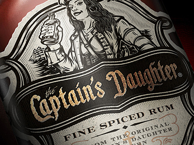 The Captain's Daughter alcohol diecut drink label pirate retro rum ship vintage whiskey