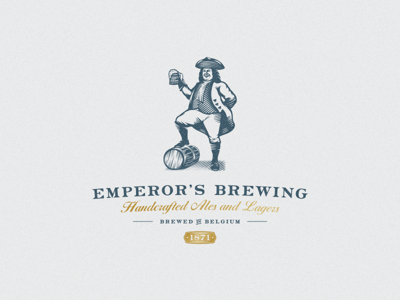 Emperor's Brewing ale barrel beer brewing character emperor identity illustration king logo retro vintage