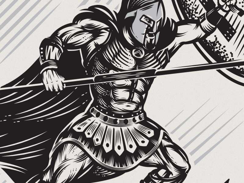 Leonidas armor character helmet illustration knight shield soldier spartan spear warrior wip