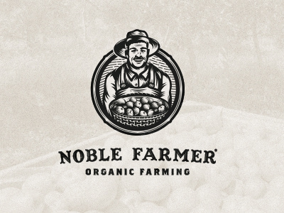 Noble Farmer 02 agriculture character farm farmer hat illustration logo organic ranch retro vintage wip