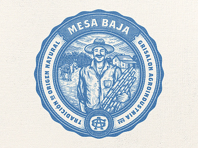Grisalon Agroindustria agriculture badge emblem farm farmer farmhouse illustration letterpress ranch retro sugar cane vintage