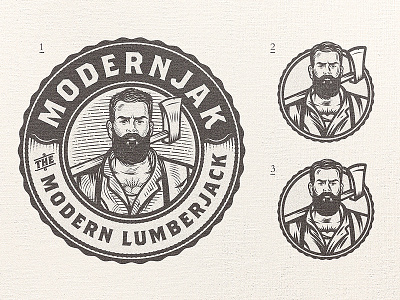 Modernjak Alternate axe beard emblem hipster illustration lumberjack sketch tattoo