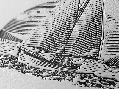 Schonner Illustration boat illustration retro schooner sea ship sky vintage