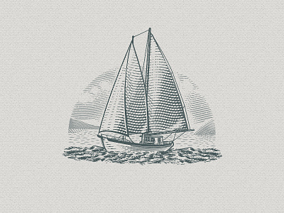 Schooner Illustration 01 adventure boat emblem illustration outdoor retro sails schooner sea ship vintage