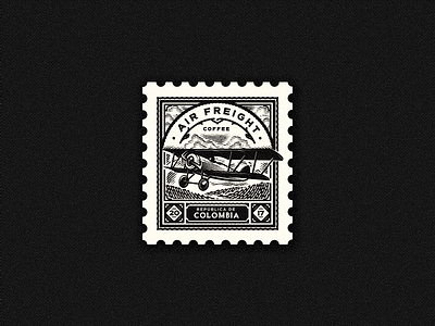 Postmark airplane coffee delivery engraving etching plane postmark sky stamp vintage