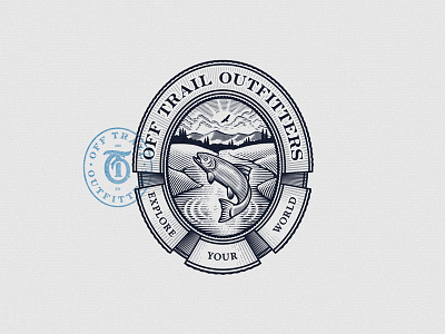 Off Trail Outfitters Emblem emblem fish fishing hunting lake nature outdoors river seal vintage