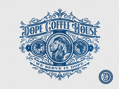Dope Coffee House Co cafe coffee dc emblem lion monogram retro roasters seal vintage