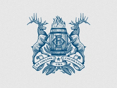 OE Crest bourbon coat of arms crest deer distillery etching illustration lineart monogram moose scratchboard spirit spirits stag vintage whiskey whisky