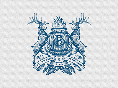 OE Crest bourbon coat of arms crest deer monogram moose spirit stag vintage