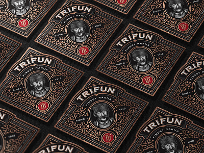 Trifun Close Up Labels bourbon brandy craft distilling illustration packaging design spirits packaging whiskey