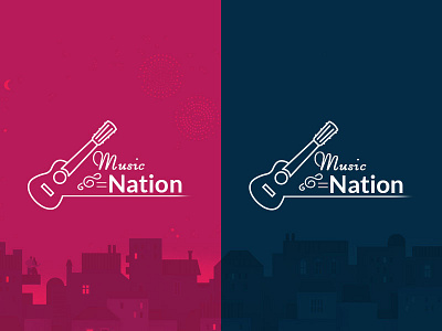 Music Nation Logo design flat icon logo material music nation