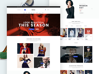 Arena E-commerce Web Design clean concept e commerce fashion flat homepage interface shop store typography ui web