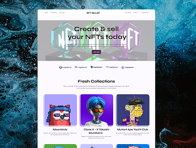 NFT Website 3d animation app branding dailyui design graphic design illustration logo nft ui