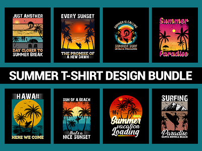 SUMMER T-SHIRT DESIGN BUNDLE appreal clothing fashion shirt design summer t shirt design t shirt design typography
