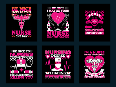 NURSE T-SHIRT DESIGN BUNDLE appreal clothing fashion nurse t shirt design shirt design t shirt design typography
