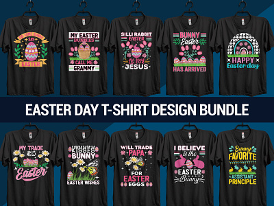 EASTER DAY T-SHIRT DESIGN BUNDLE appreal clothing easter day t shirt design fashion illustration shirt design t shirt design typography