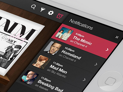 Notifications app iphone notifications notify psd sidebar slide ui ux