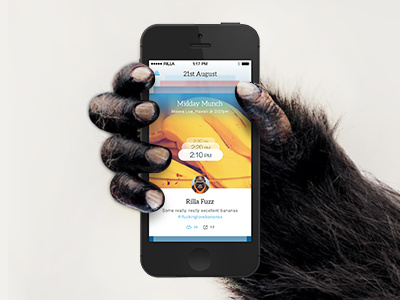 Rilla Fuzz app gorilla hand holding ios iphone mobile monkey psd ui ux
