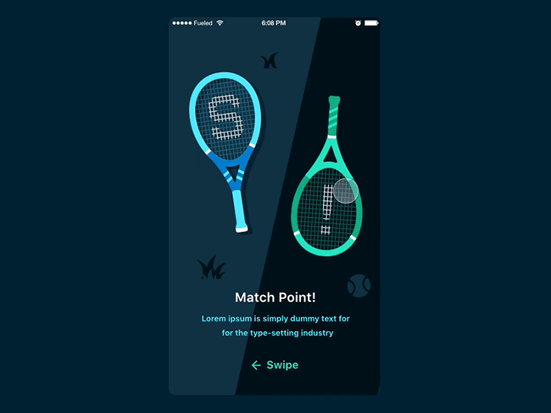 Principle Walkthrough app blue green ios mobile motion principle racket tennis trophy ui ux