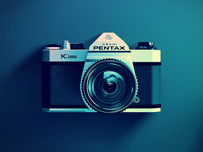 Pentax K1000 3d camera film gradient illustration lens pentax photoshop real shadow sketch skeuomorphic