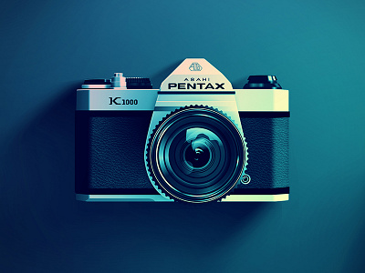 Pentax K1000 3d camera film gradient illustration lens pentax photoshop real shadow sketch skeuomorphic