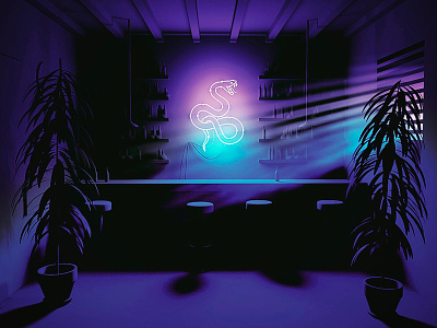 Snake Bar 3d 80s bar cgi cinema 4d dark eighties glow neon night plant snake
