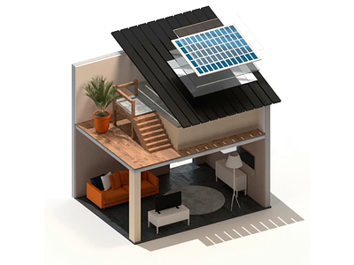 NYT x Hanwha 3d 3d illustration cgi cinema 4d electricity house illustration isometric render solar panel