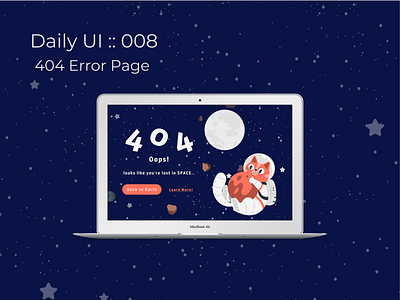 Daily UI : 008 | 404 Error Page 100 day challenge 404 cat day008 design errorpage lost in space ui ui challenge