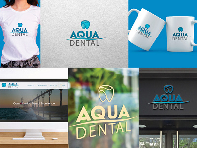AQUA DENTAL LOGO DESIGN AND BRANDED ITEMS branding design graphic design illustration typography